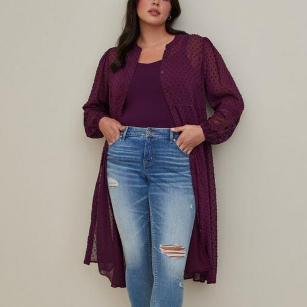 NWT Torrid Size 3 Purple π Semi-sheer Dress/Coverup/Kimono